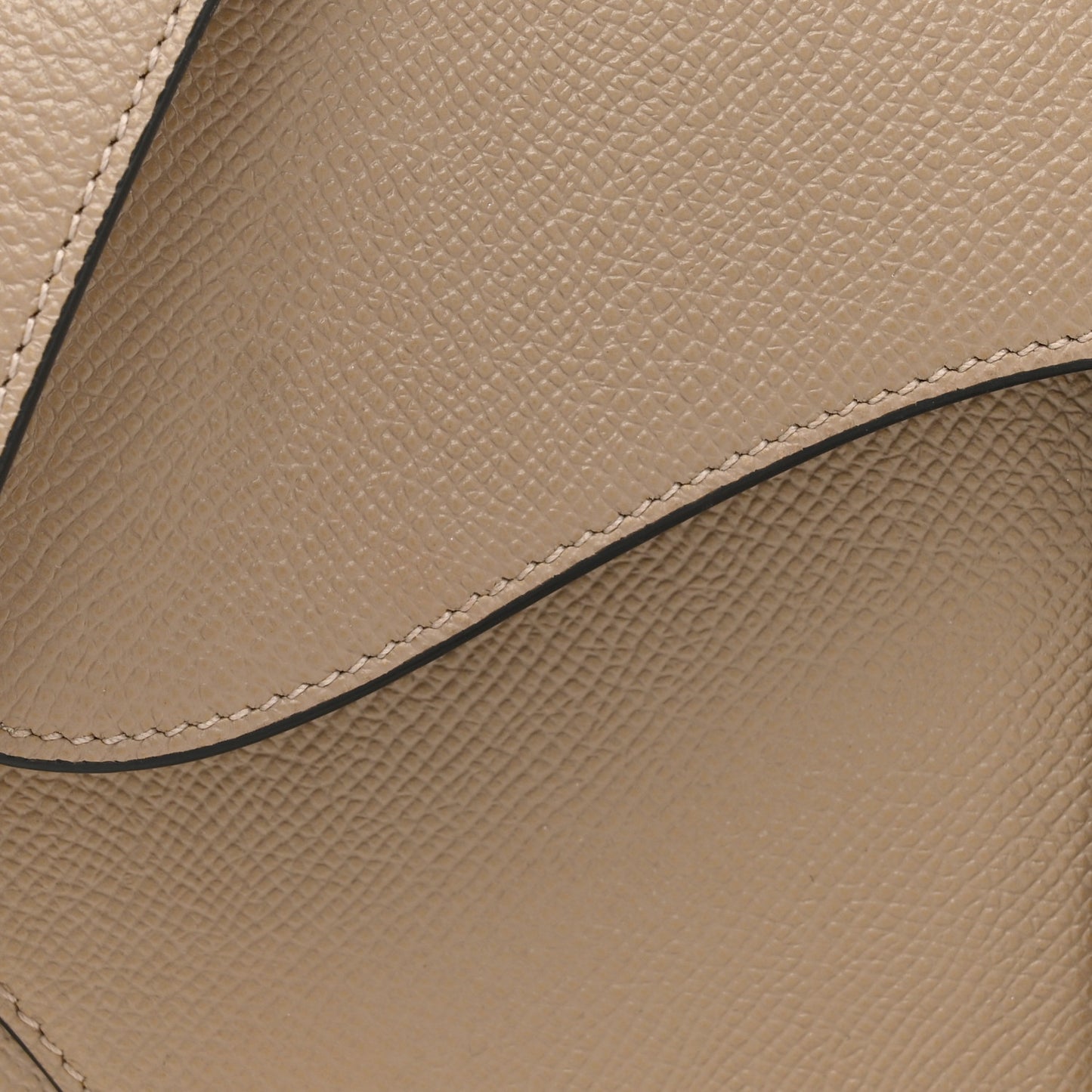 Grained Calfskin Saddle Bag With Strap Warm Taupe