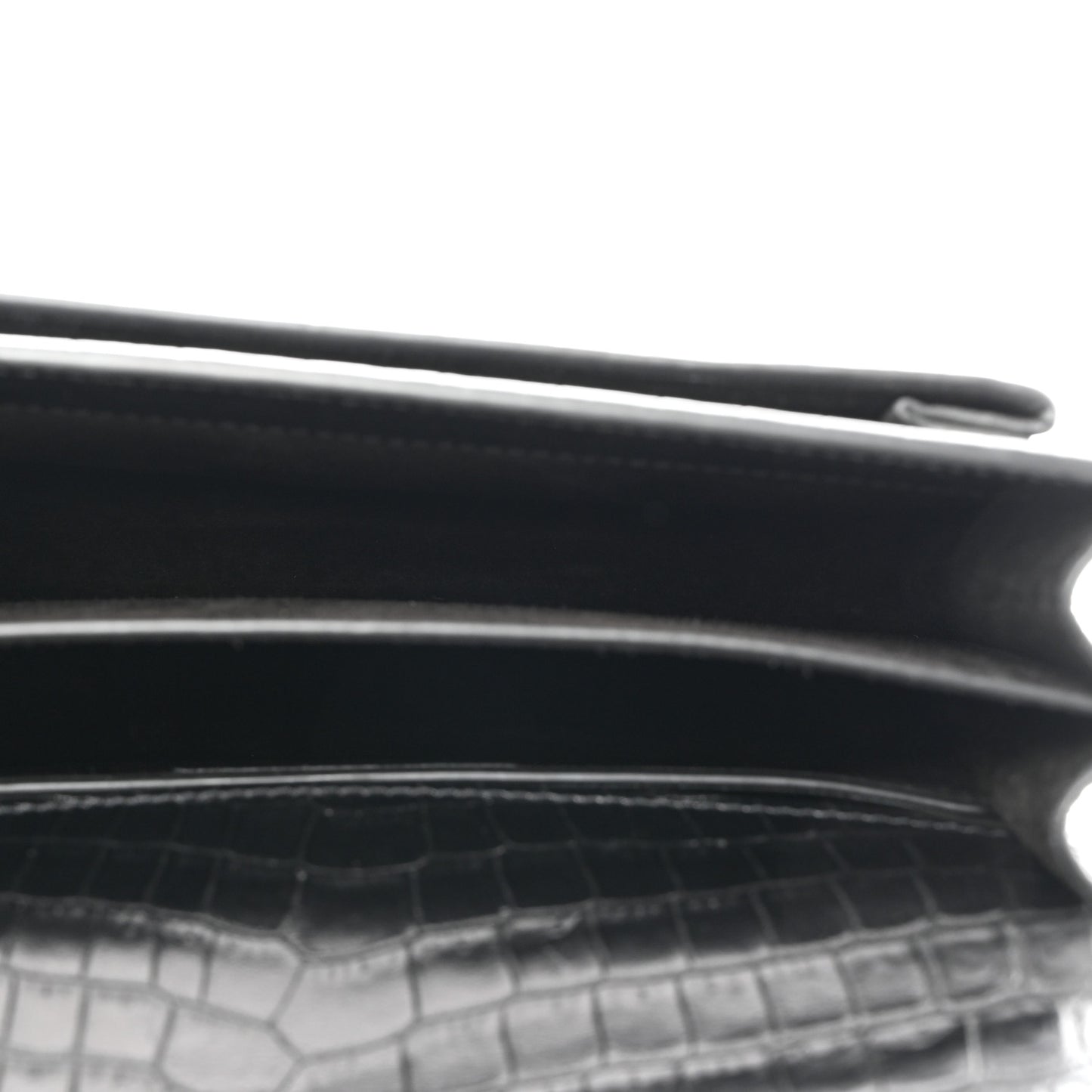 Calfskin Crocodile Embossed Medium Monogram Sunset Black