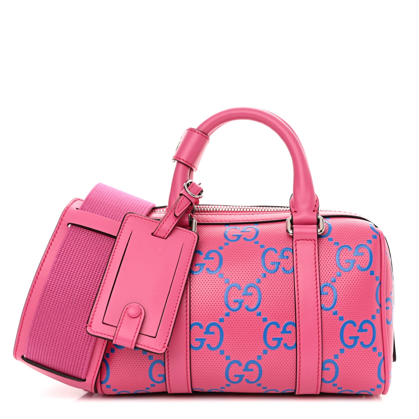 Calfskin GG Tennis Bi-Color Embossed Mini Duffle Bag Modern Fucsia Modern Blue