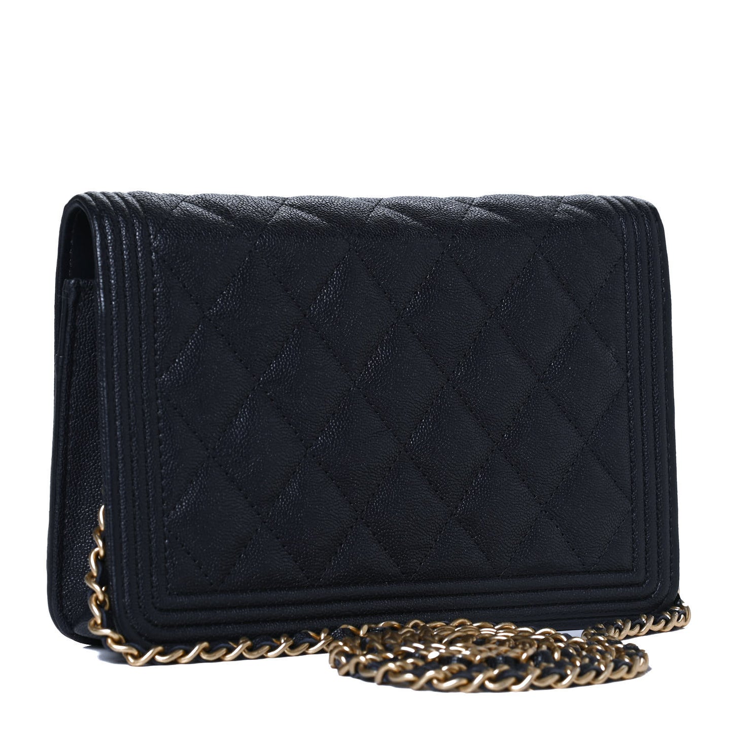 Caviar Quilted Boy Wallet On Chain WOC Navy