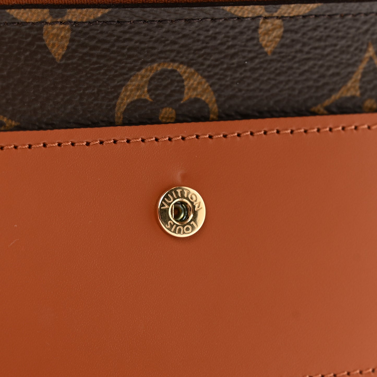 Monogram Flower Lock Compact Wallet Caramel