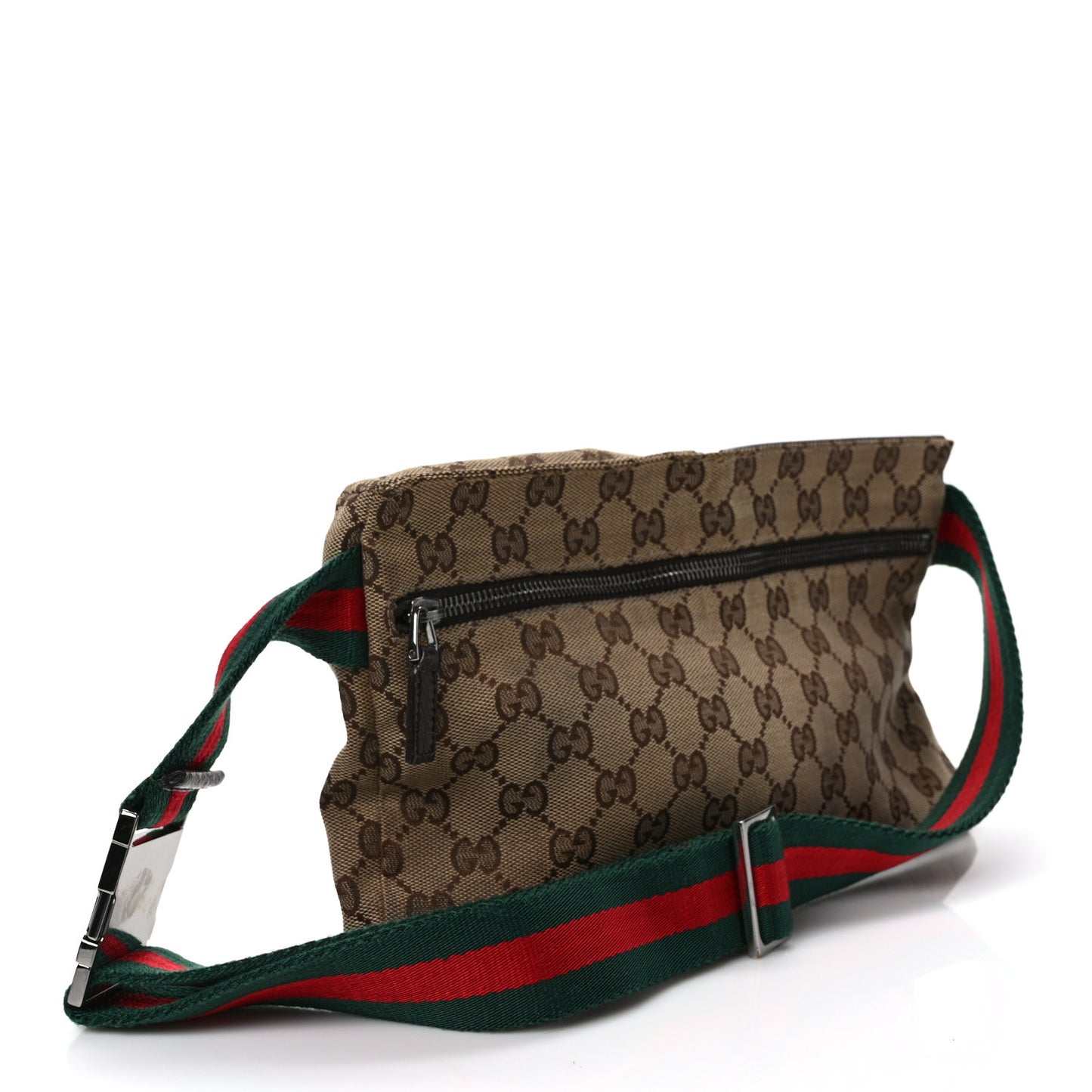 GG Monogram Web Double Pocket Belt Bag Dark Brown