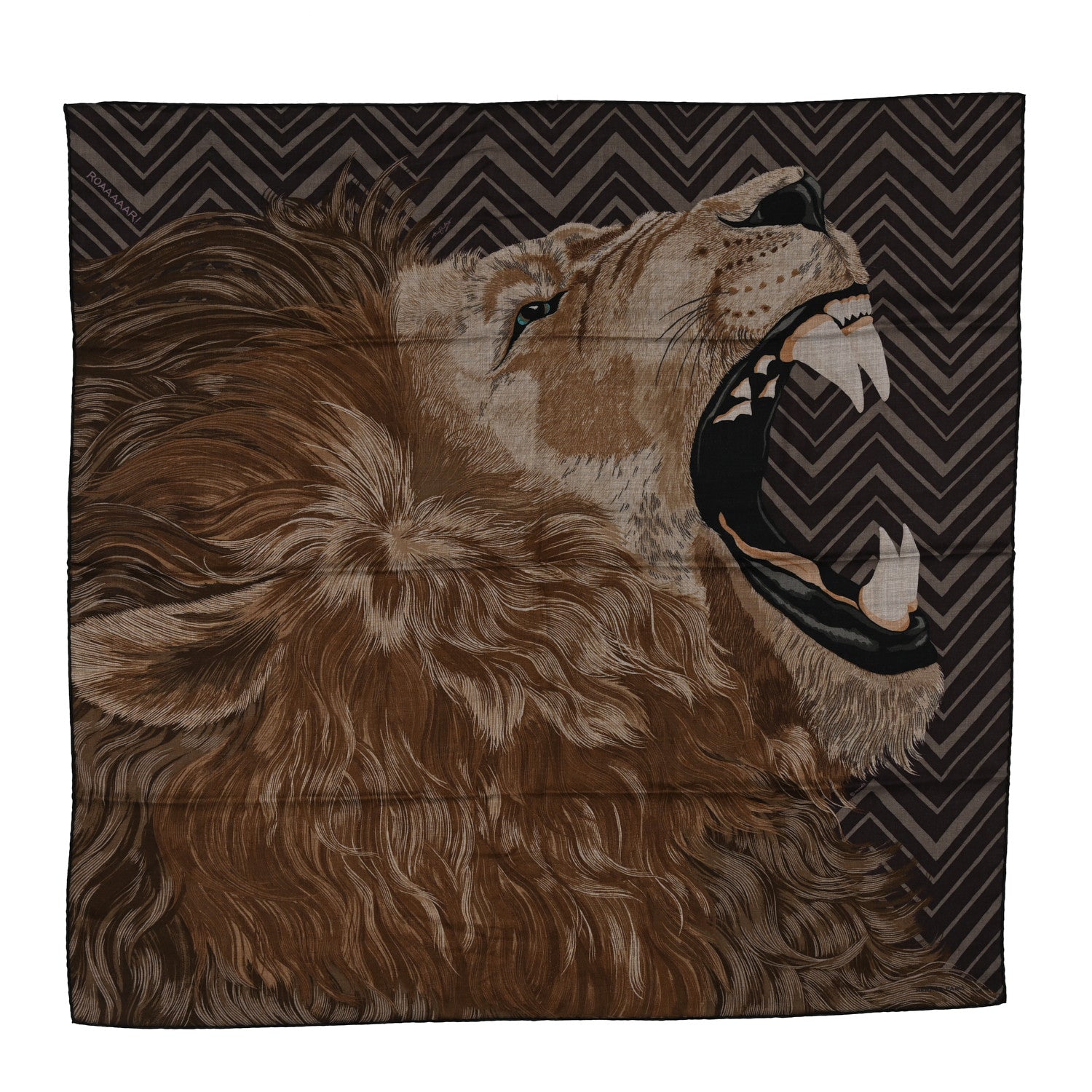 Hermès シルクスカーフ エレファントライオン Hermes Cashmere Silk Roaaaaar! Scarf 100 Etoupe Grenat Marron