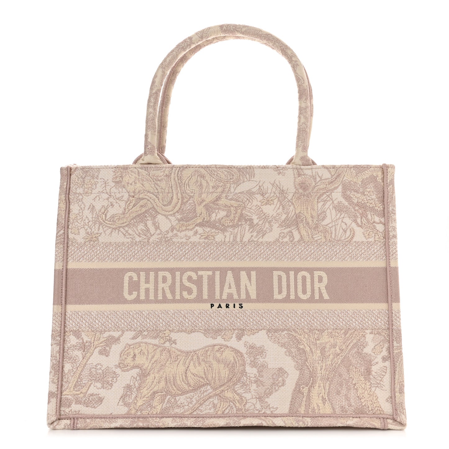 Canvas Embroidered Medium Dioriviera Toile De Jouy Book Tote Rose