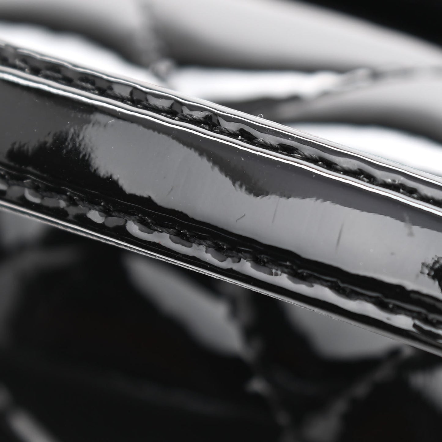 Patent Quilted Small School Memory Top Handle Flap Black