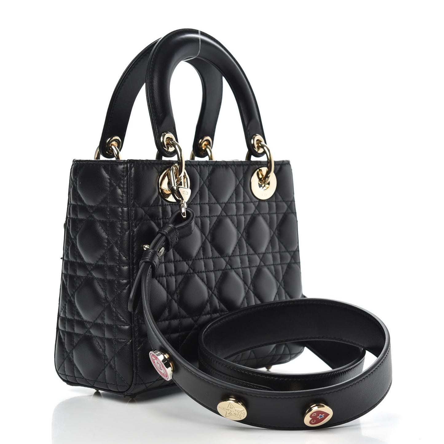 Lambskin Cannage Small Lucky Badges My Lady Dior Black