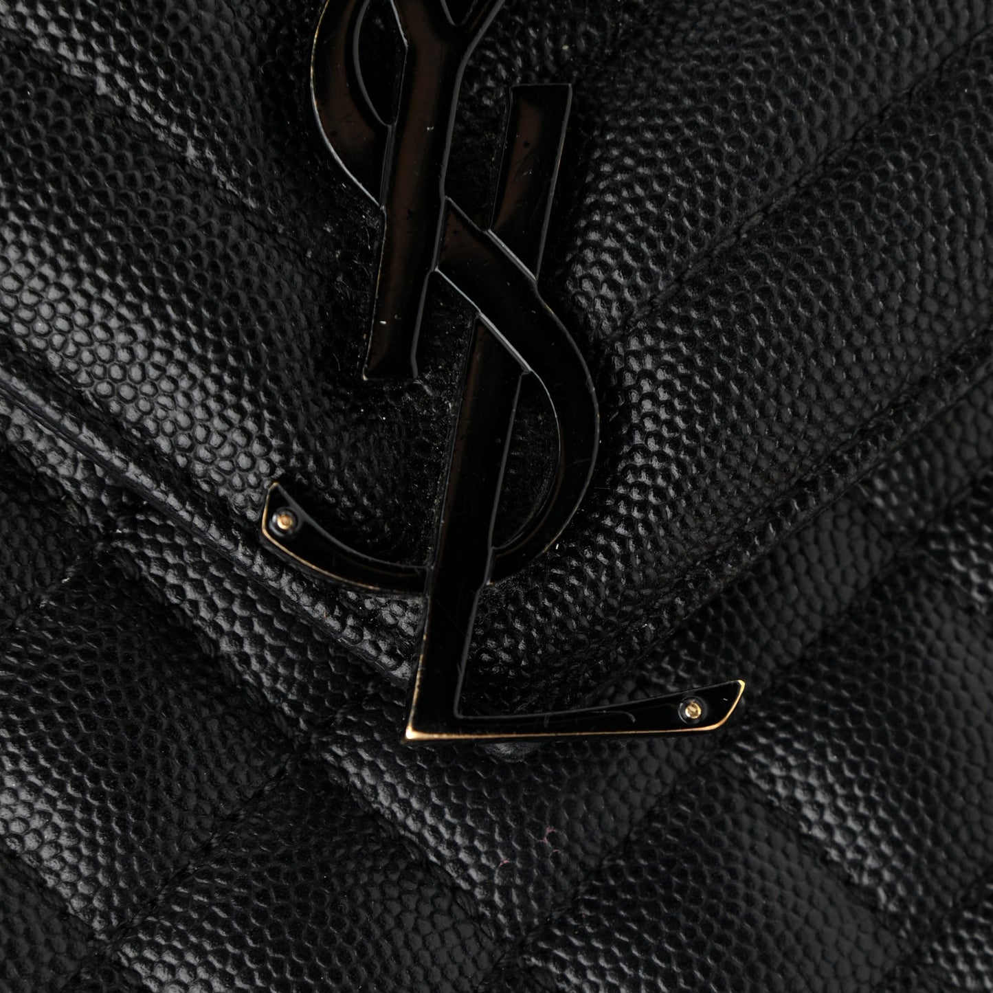 Grain De Poudre Textured Mixed Matelasse Large Triquilt Monogram Monochrome Satchel Black