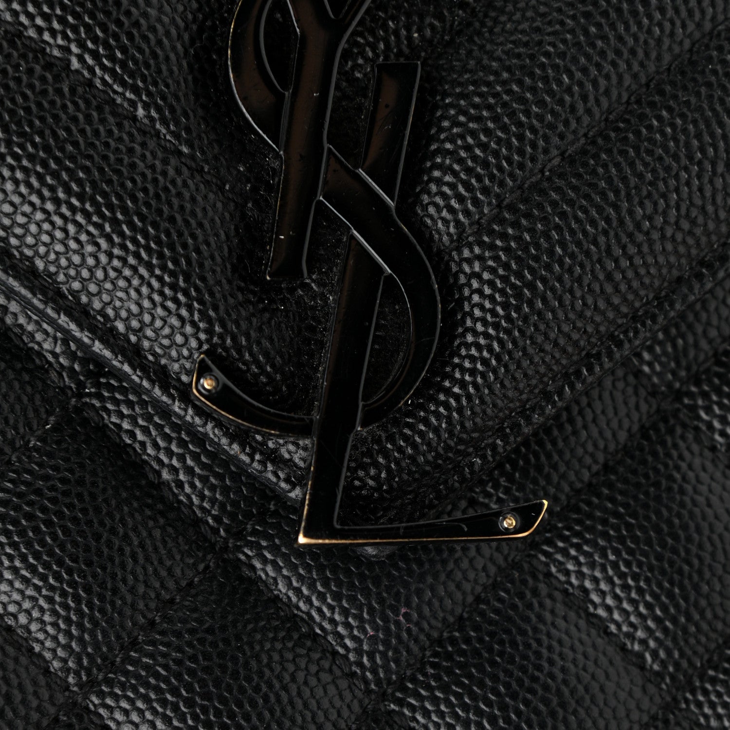 Saint Laurent Grain De Poudre Textured Mixed Matelasse Large Triquilt Monogram Monochrome Satchel Black 12 of 16