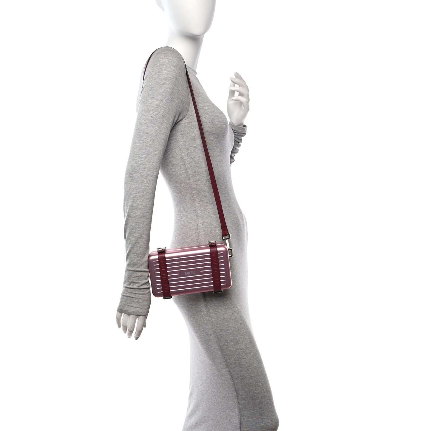 X RIMOWA Aluminum Personal Clutch On Strap Rose