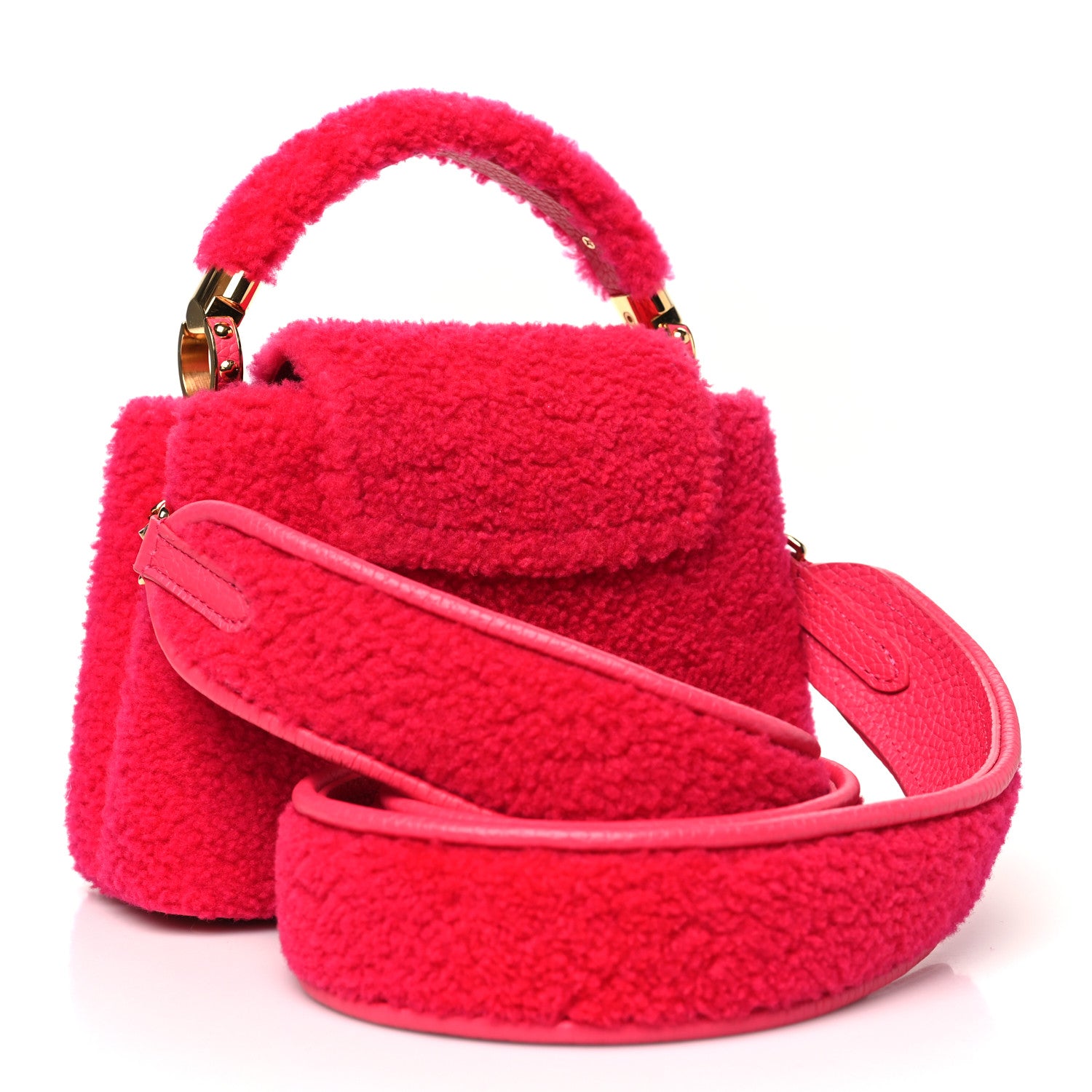 Louis Vuitton Shearling Calfskin Capucines Mini Pink 2 of 9