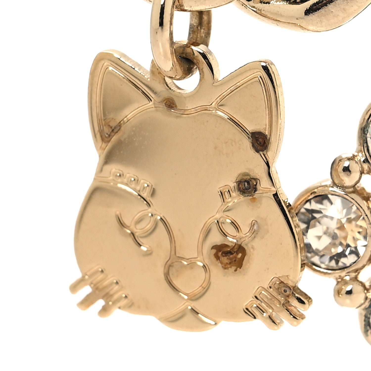 Chanel Lambskin Crystal Chain CC Charms Brooch Black Gold 4 of 5
