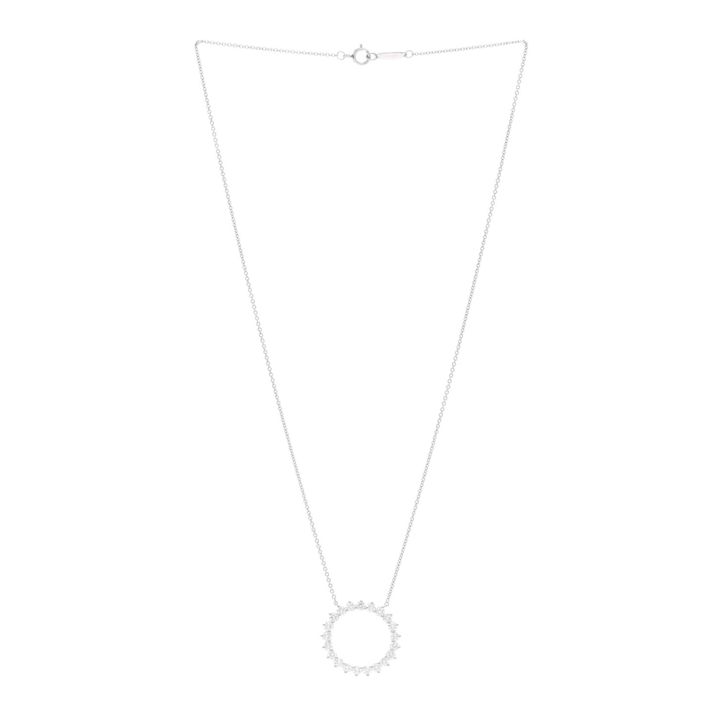 Platinum Diamond Open Circle Pendant Necklace