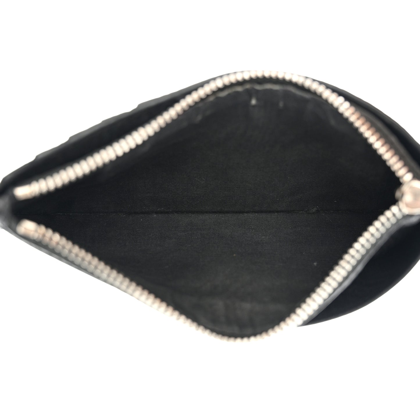 Grained Calfskin 5 Fragments Zip Pouch Card Holder Black