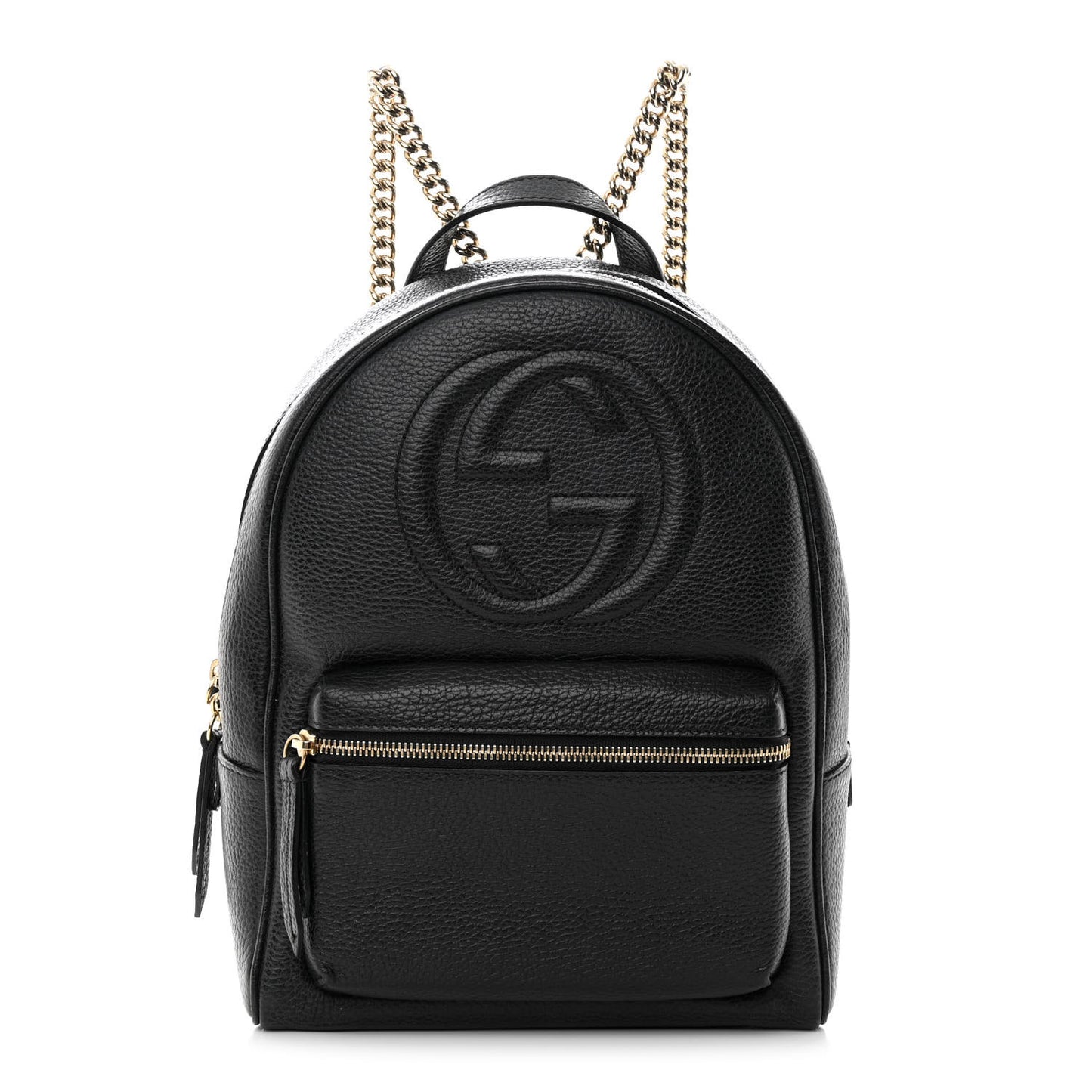 Pebbled Calfskin Soho Chain Backpack Black