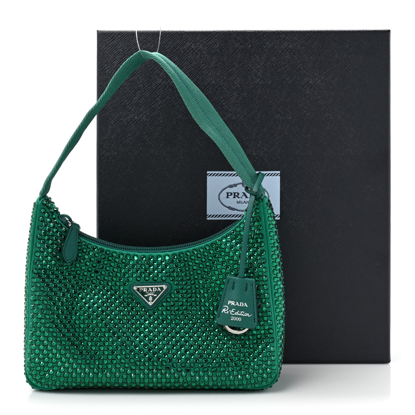 Satin Crystal Mini Re-Edition 2000 Bag Mango