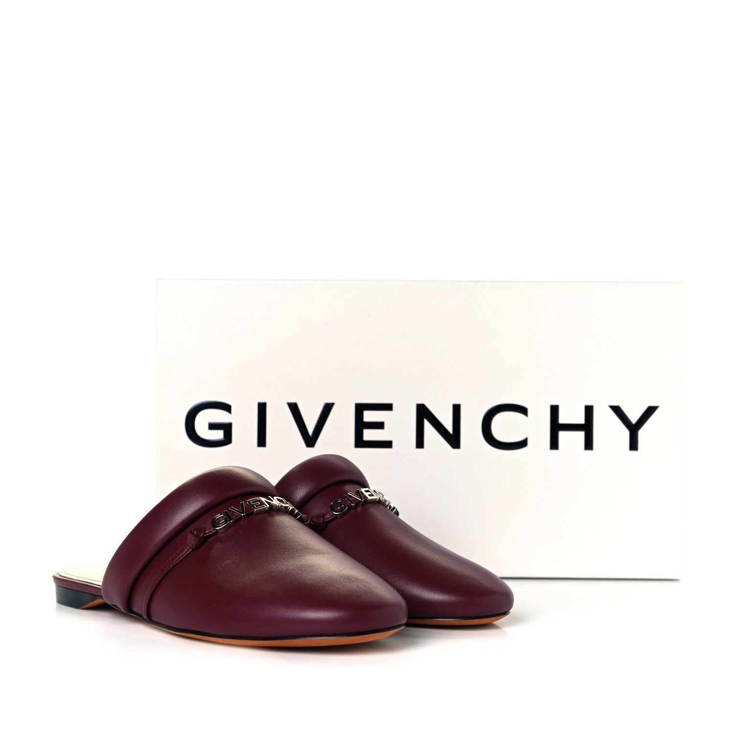 Givenchy Lambskin Elba Logo Mule Slippers 36.5 Burgundy 9 of 9