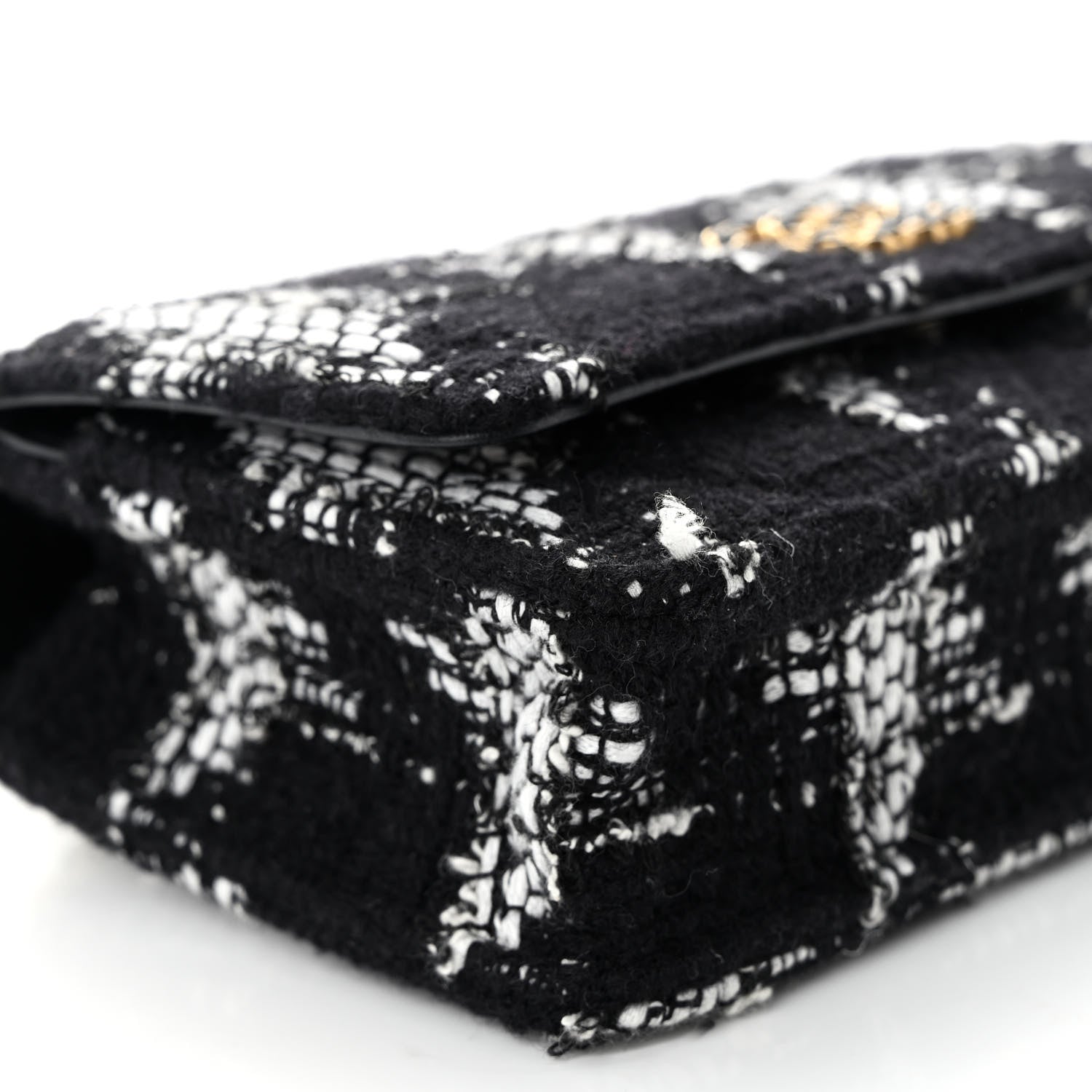 Chanel Tweed Quilted Chanel 19 Wallet On Chain WOC Black White 10 of 12
