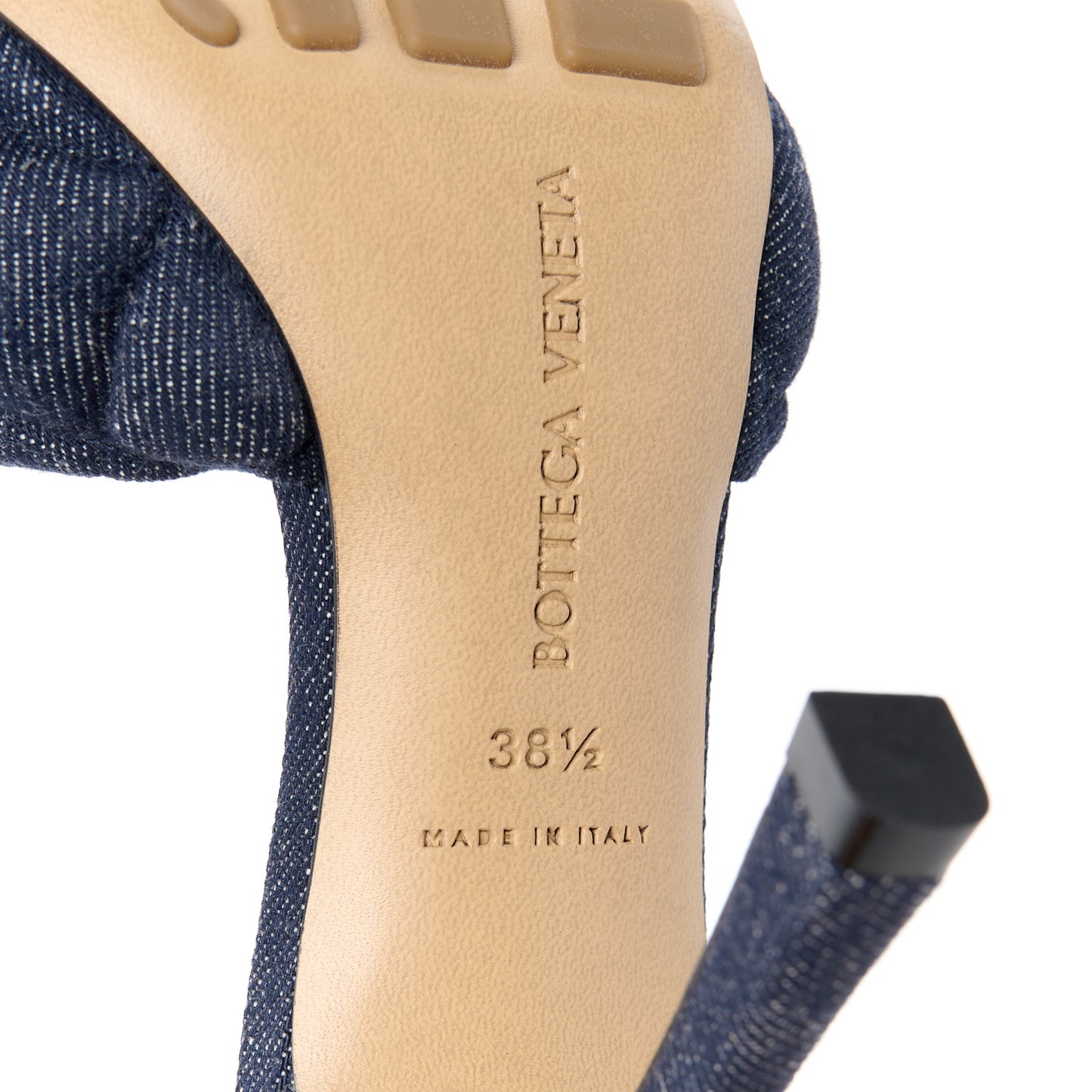 Denim Matelasse Padded Mule Sandals 38.5 Sapphire
