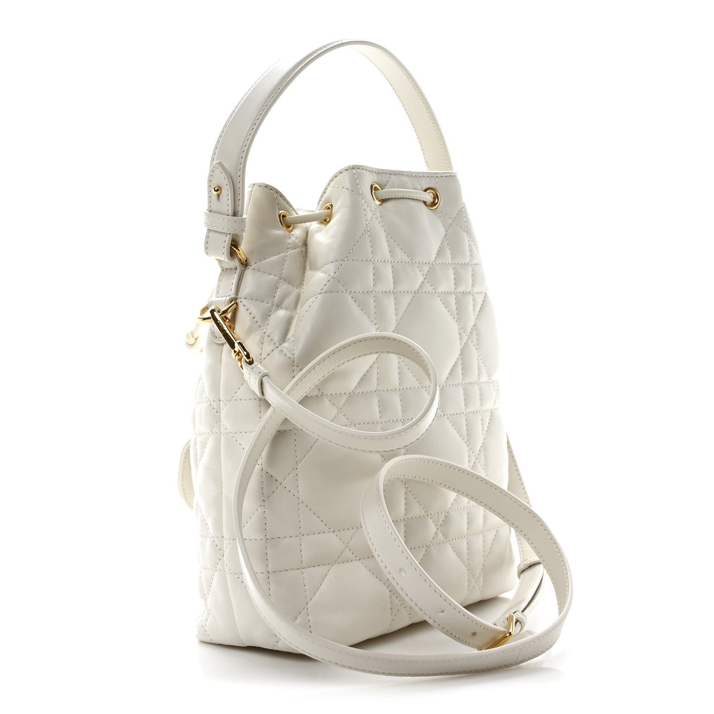 Lambskin Macrocannage Small Caro Bucket Bag Latte