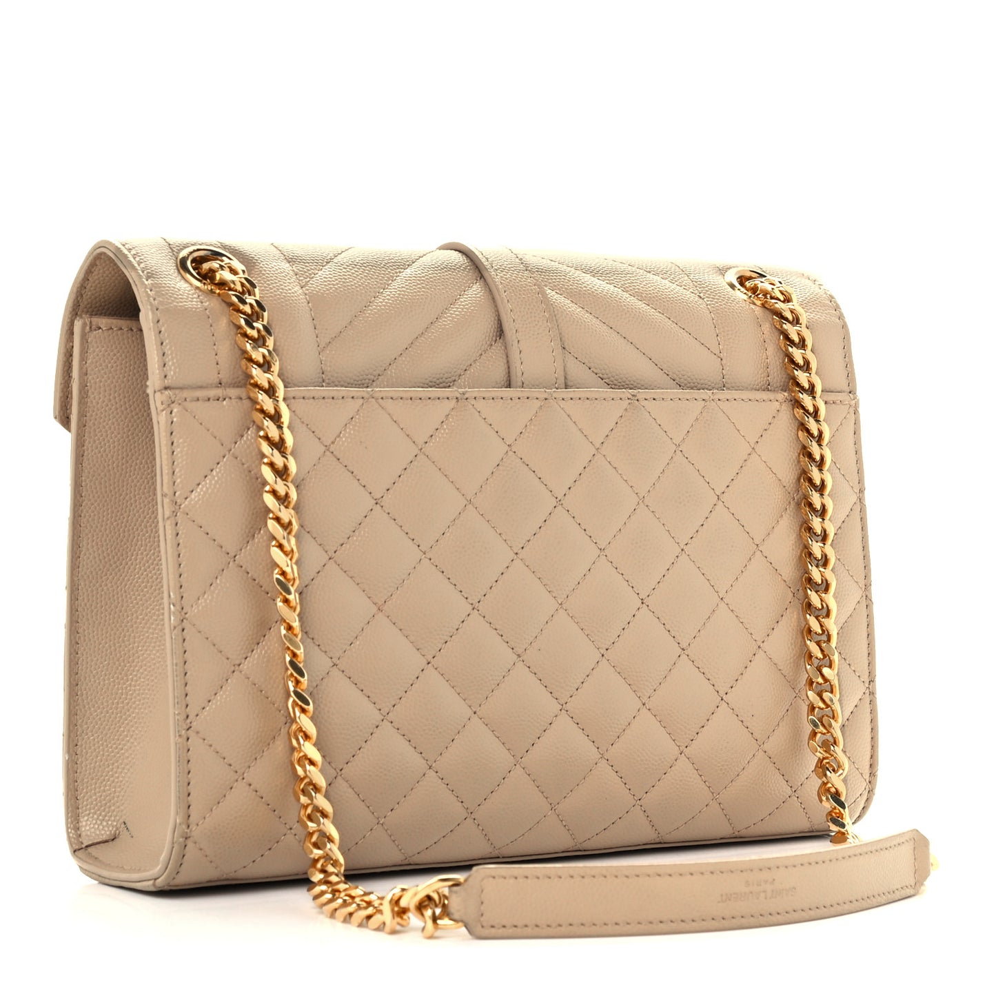 Grain De Poudre Textured Mixed Matelasse Medium Triquilt Monogram Satchel Dark Beige