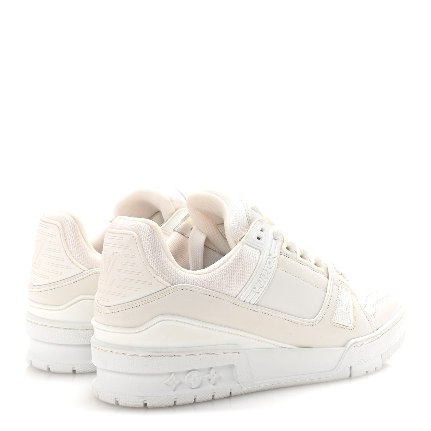 Calfskin Womens LV Trainer Sneakers 37.5 White