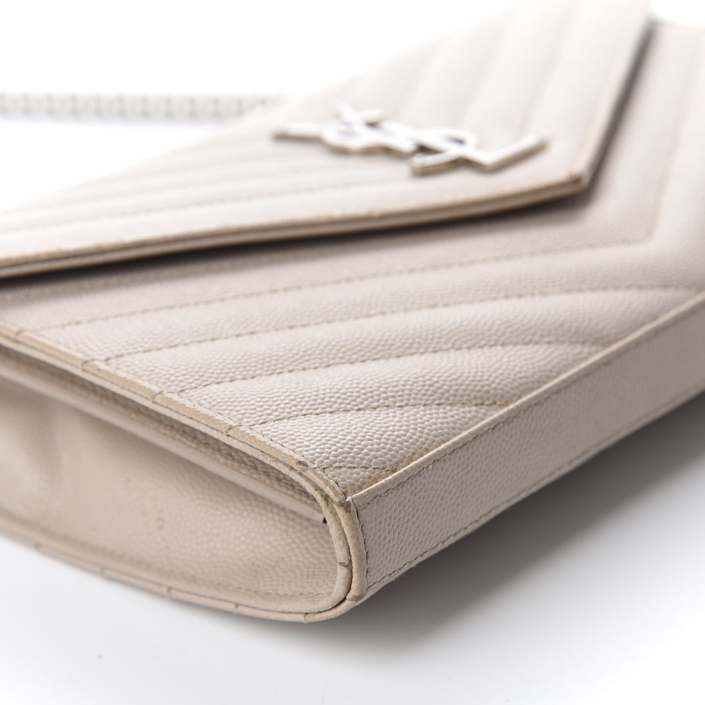 Grain De Poudre Matelasse Chevron Monogram Chain Wallet Nude Powder