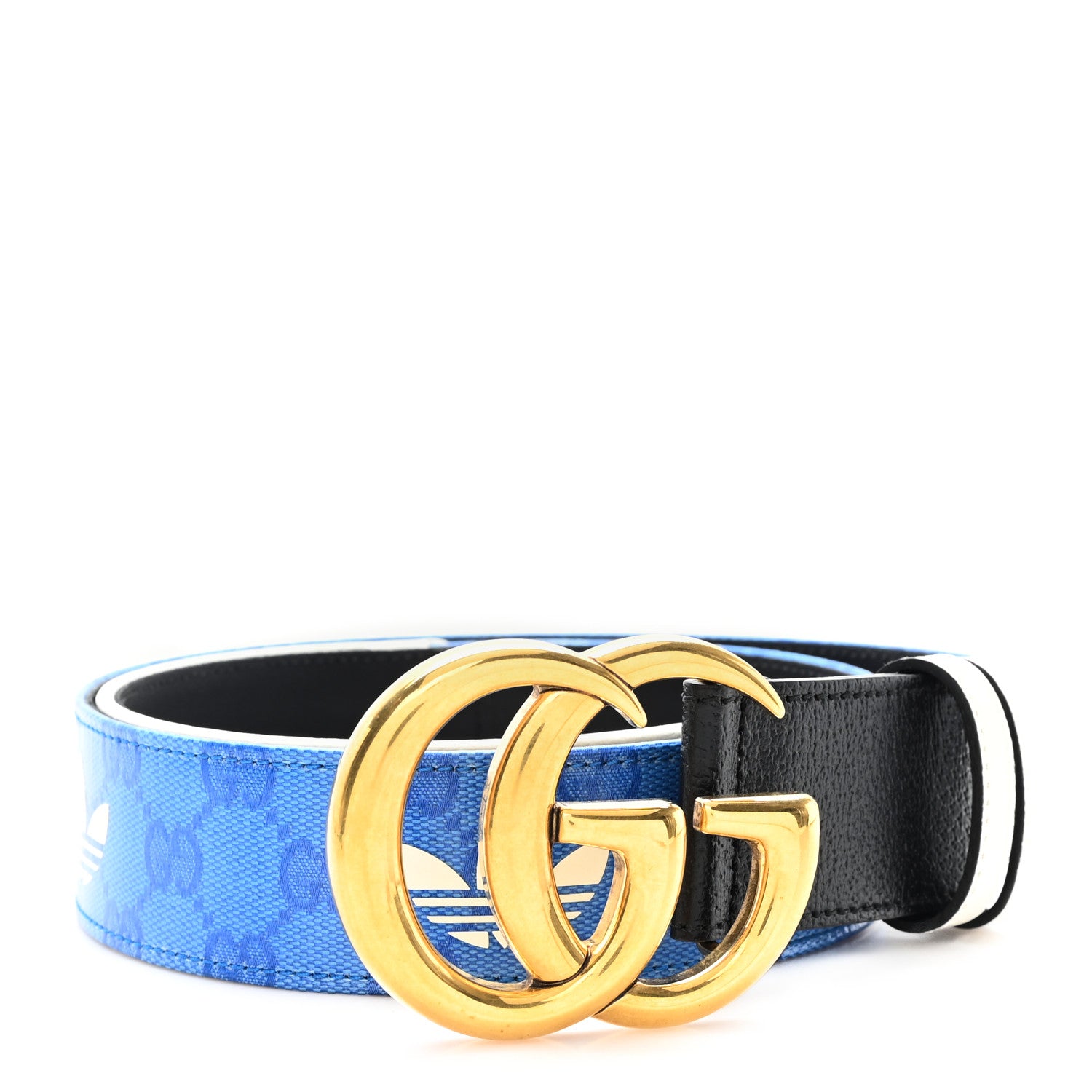 Gucci X ADIDAS Double G 85 34 Belt Blue White 1749722 – FASHIONPHILE