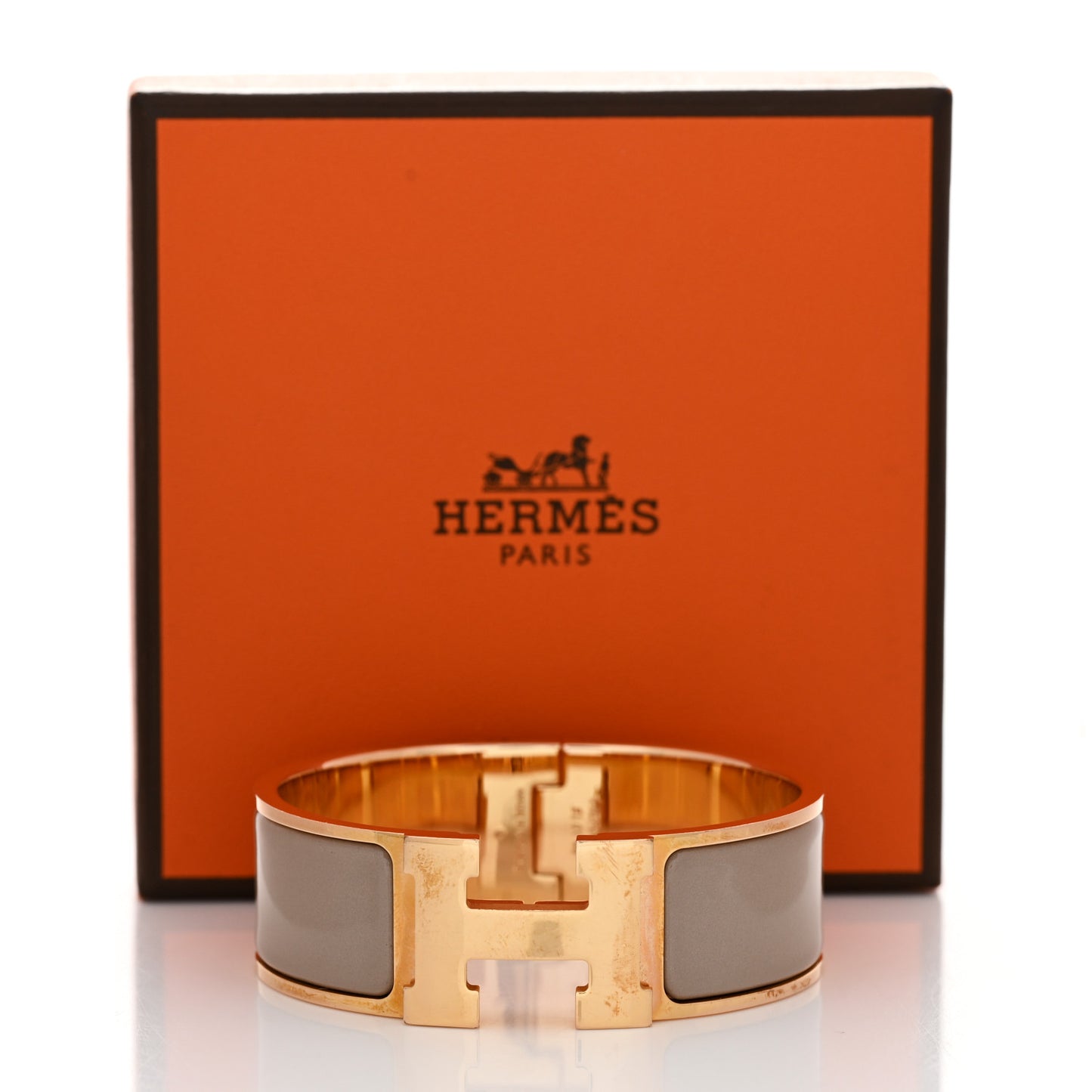Enamel Wide Clic Clac H Bracelet GM Marron Glace