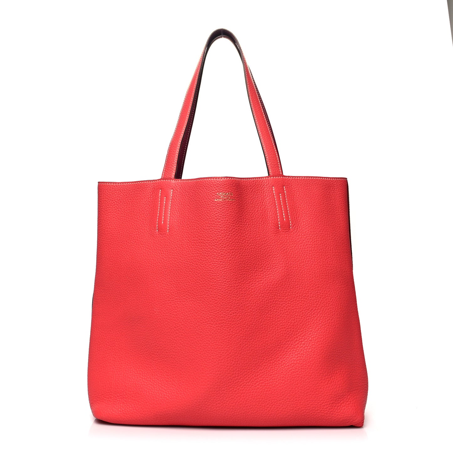 Taurillon Clemence Double Sens 36 Reversible Tote Rubis Rose Jaipur