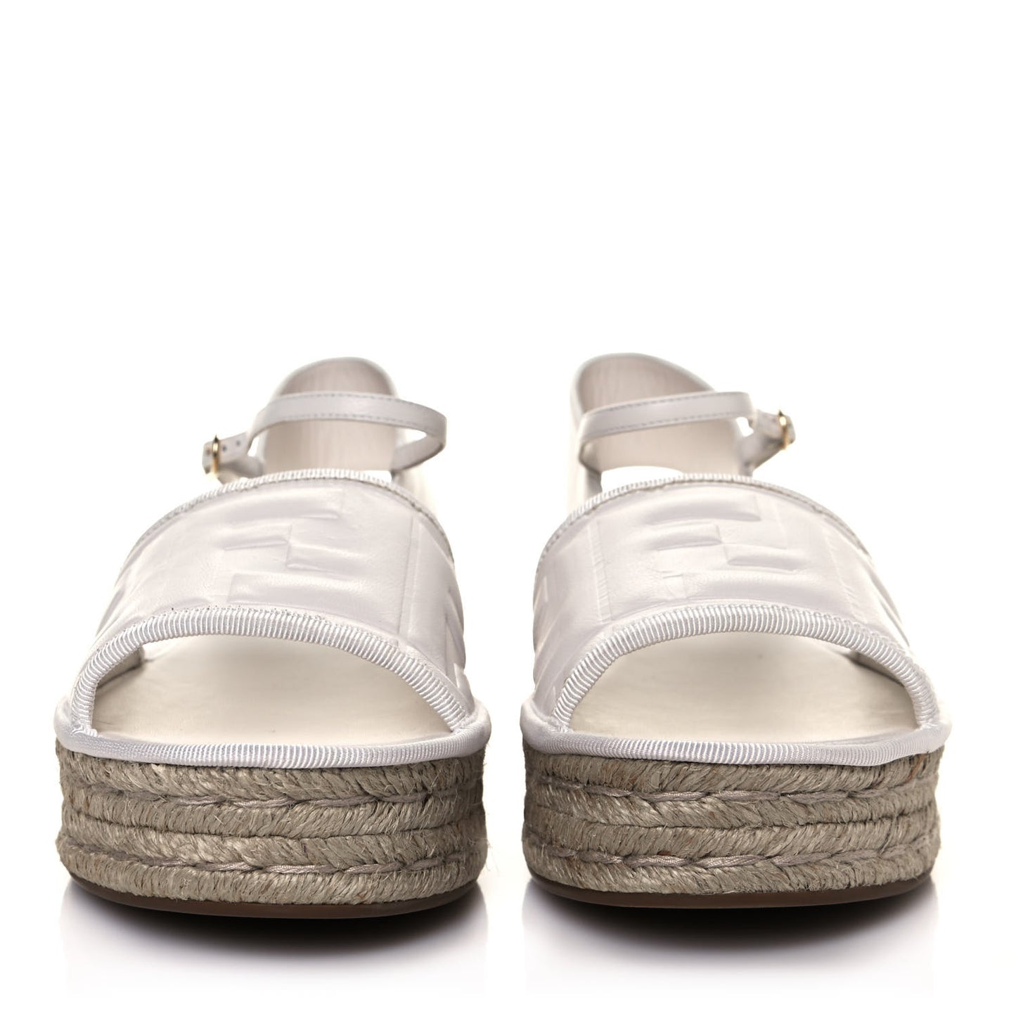 Nappa FF Embossed Espadrille Platform Sandals 38 Snow