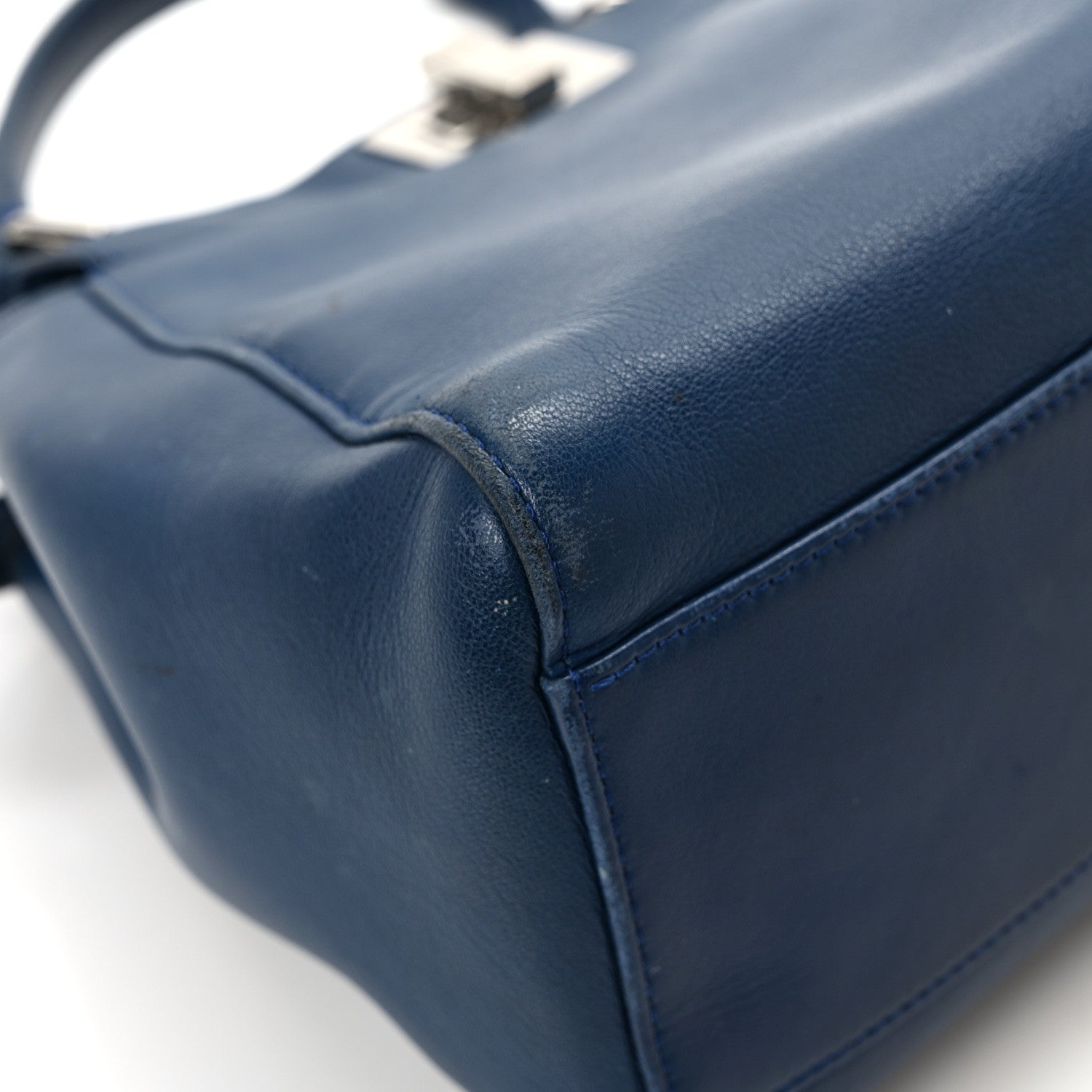 Fendi Nappa Mini Peekaboo Iconic Satchel Dark Blue 9 of 12