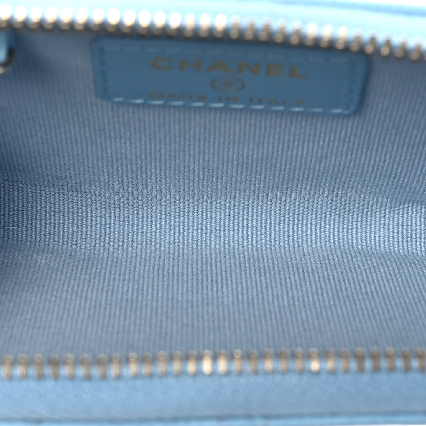 Caviar Quilted Zipped Key Holder Case Light Blue