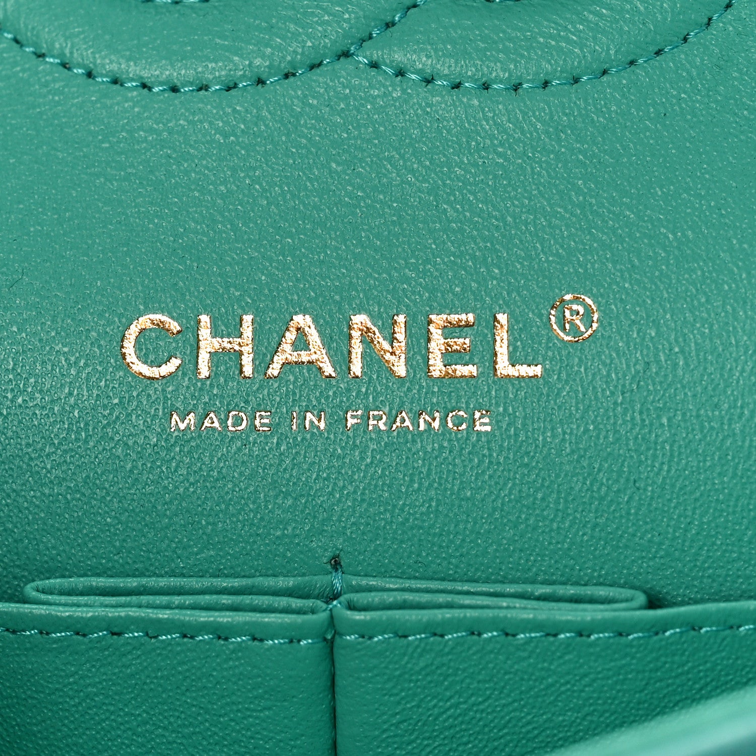 Chanel Caviar Flat Chevron Quilted Medium Double Flap Green 6 of 10