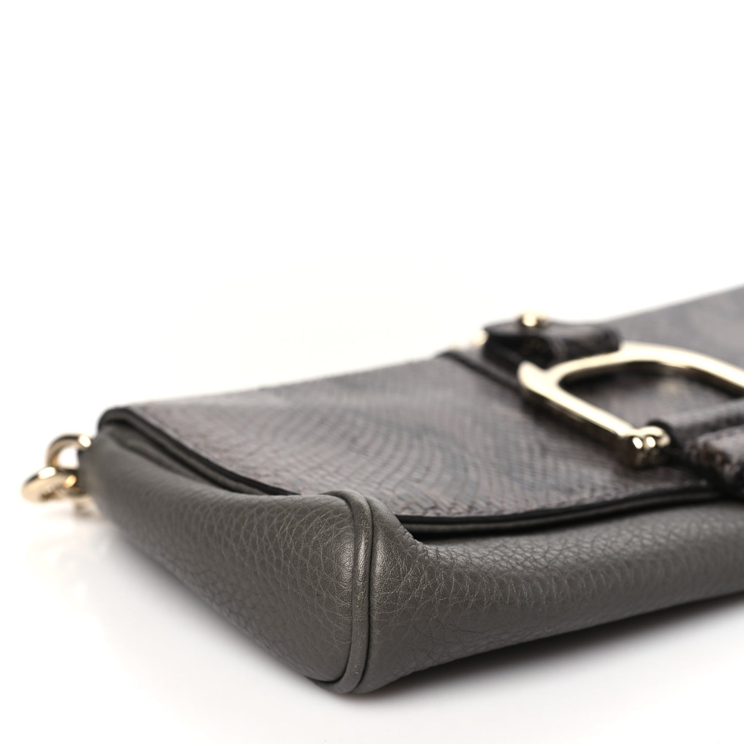 Snakeskin Calfskin Embossed Greenwich Clutch Grey