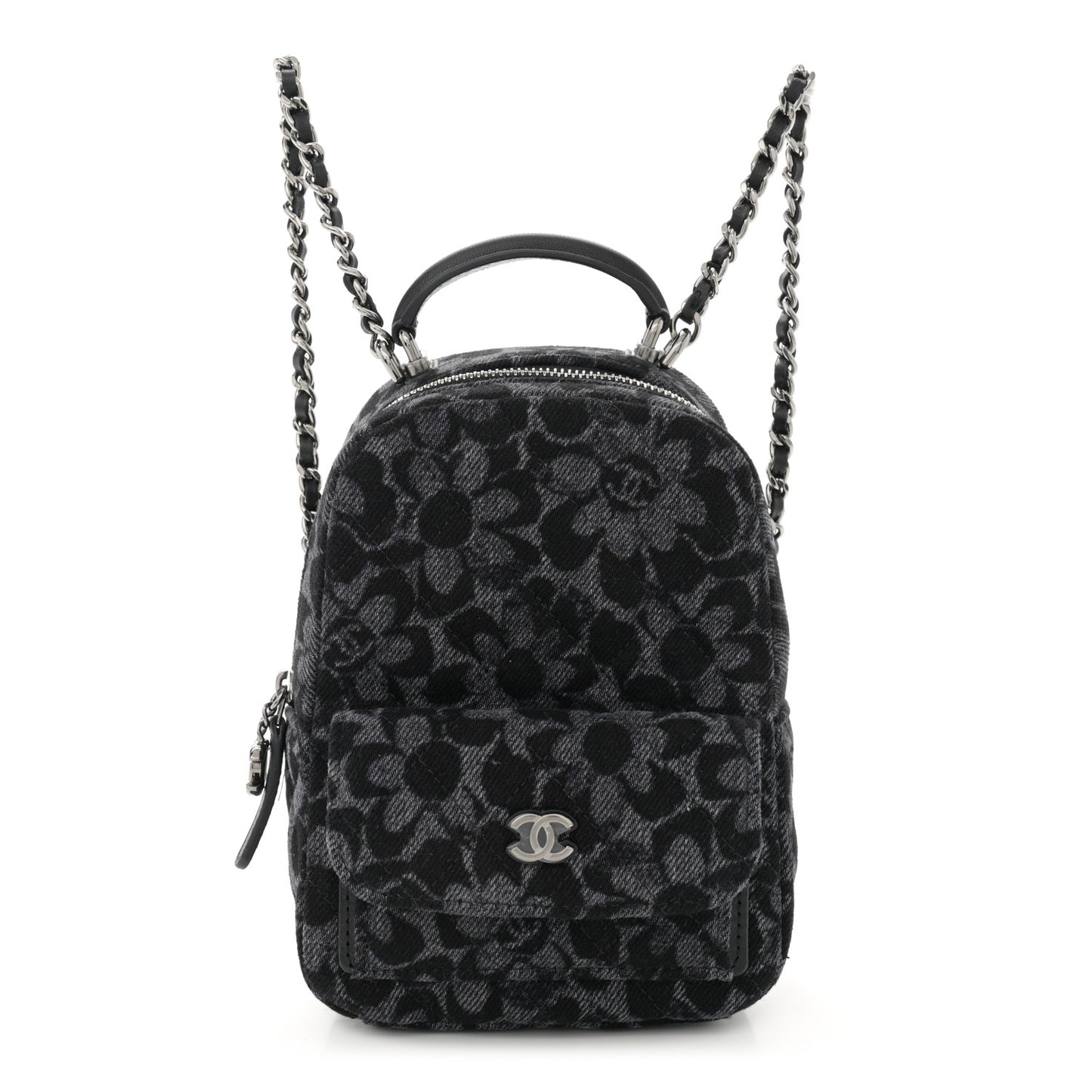 Denim Quilted Flower CC Mini Classic Backpack Black