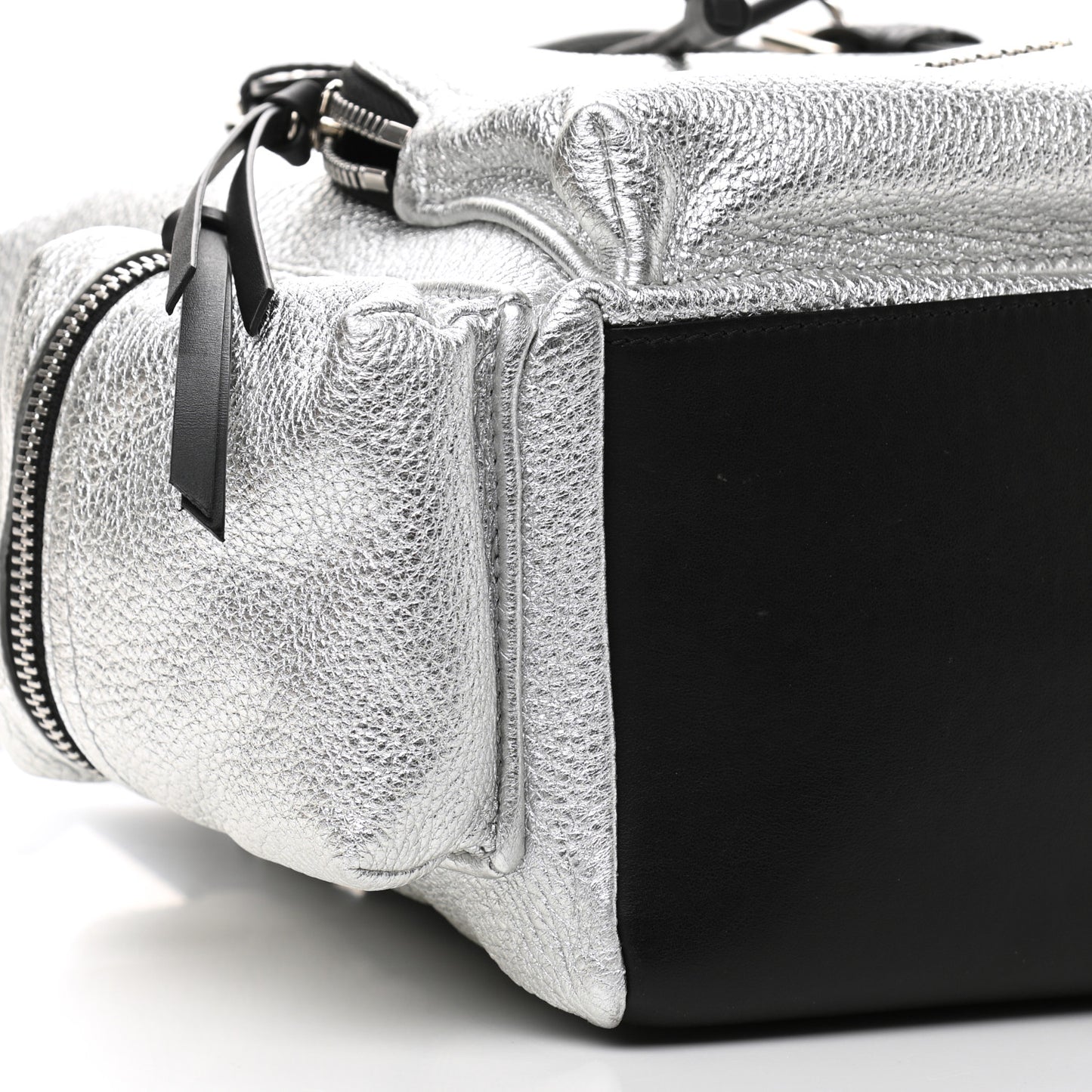 Metallic Deerskin Medium Rucksack Backpack Silver