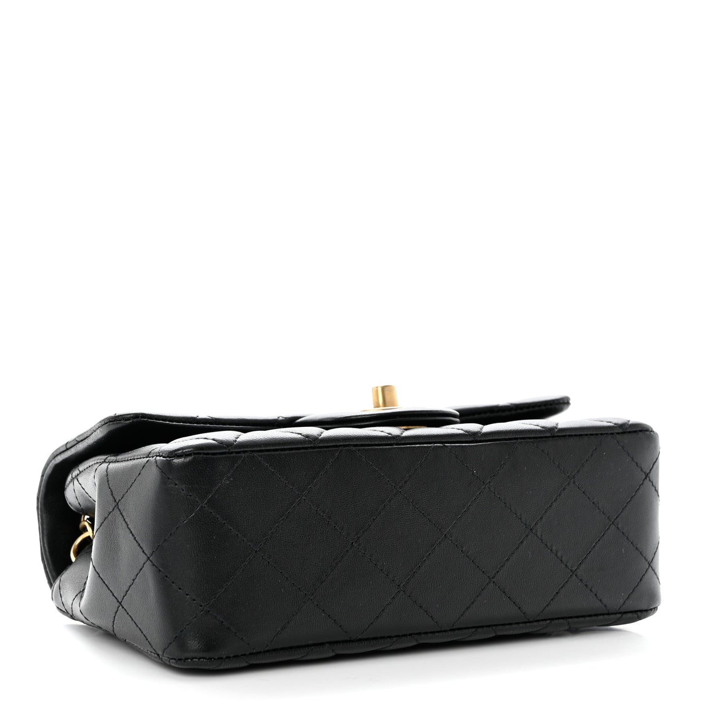 Lambskin Quilted Mini Rectangular Flap Black