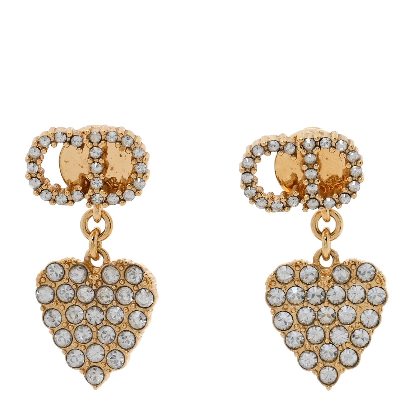 Crystal CD Heart Earrings Gold