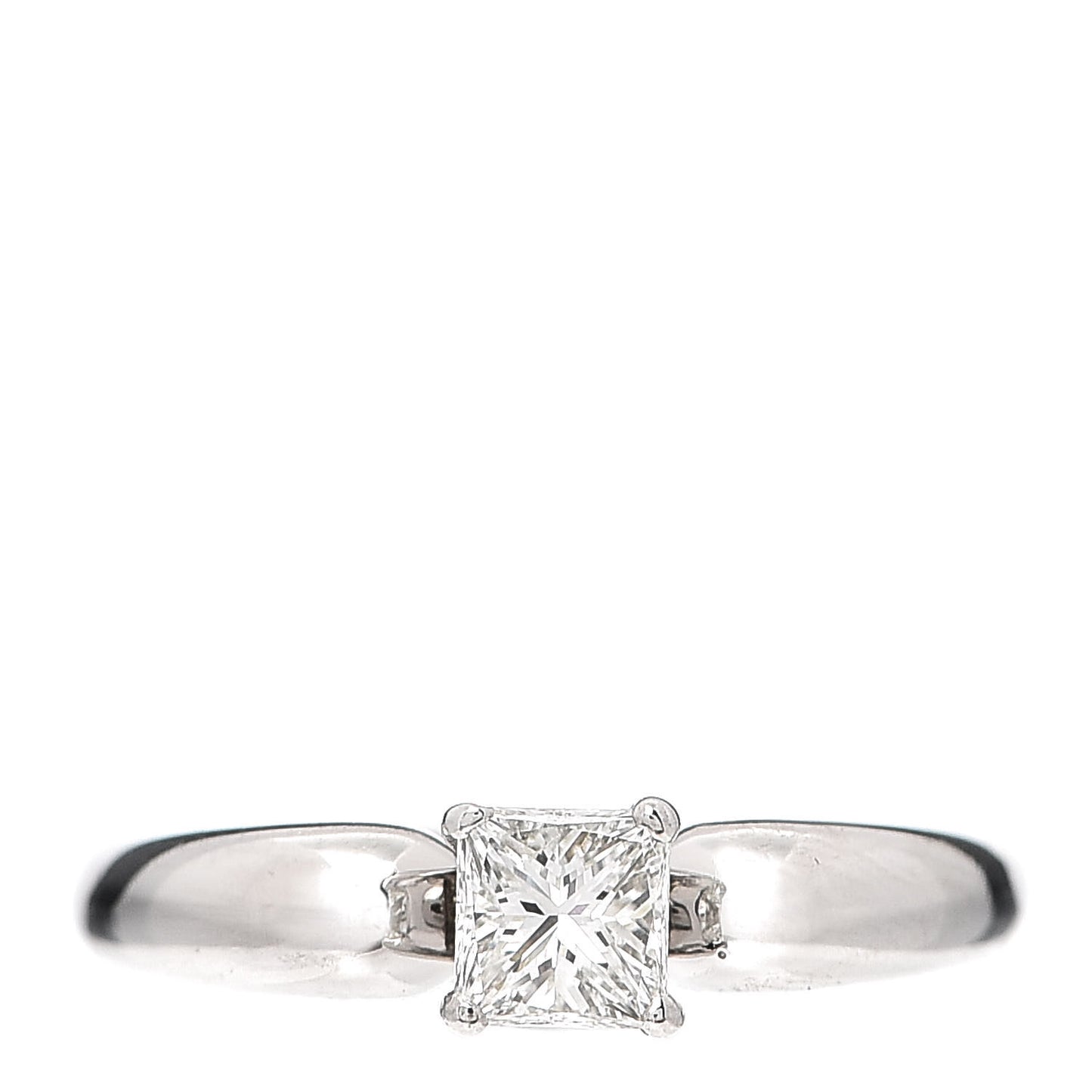 Platinum Diamond .36ct Solitaire Princess Cut Ring 48 4.5