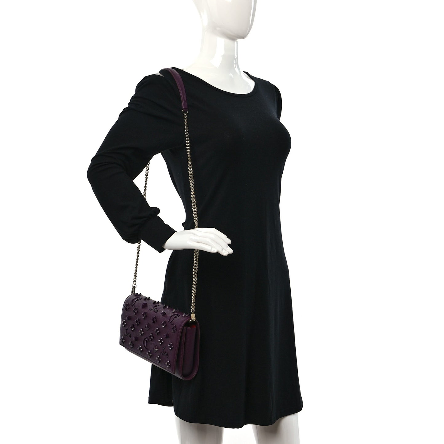 Calfskin Spikes Loubinthesky Paloma Clutch Merlot