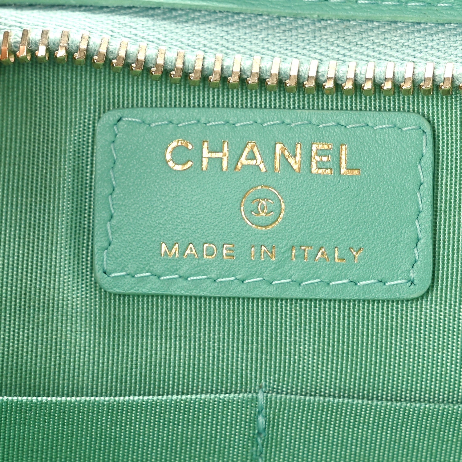 Chanel Tweed Lambskin PVC Quilted Wristlet Pouch Green 6 of 7