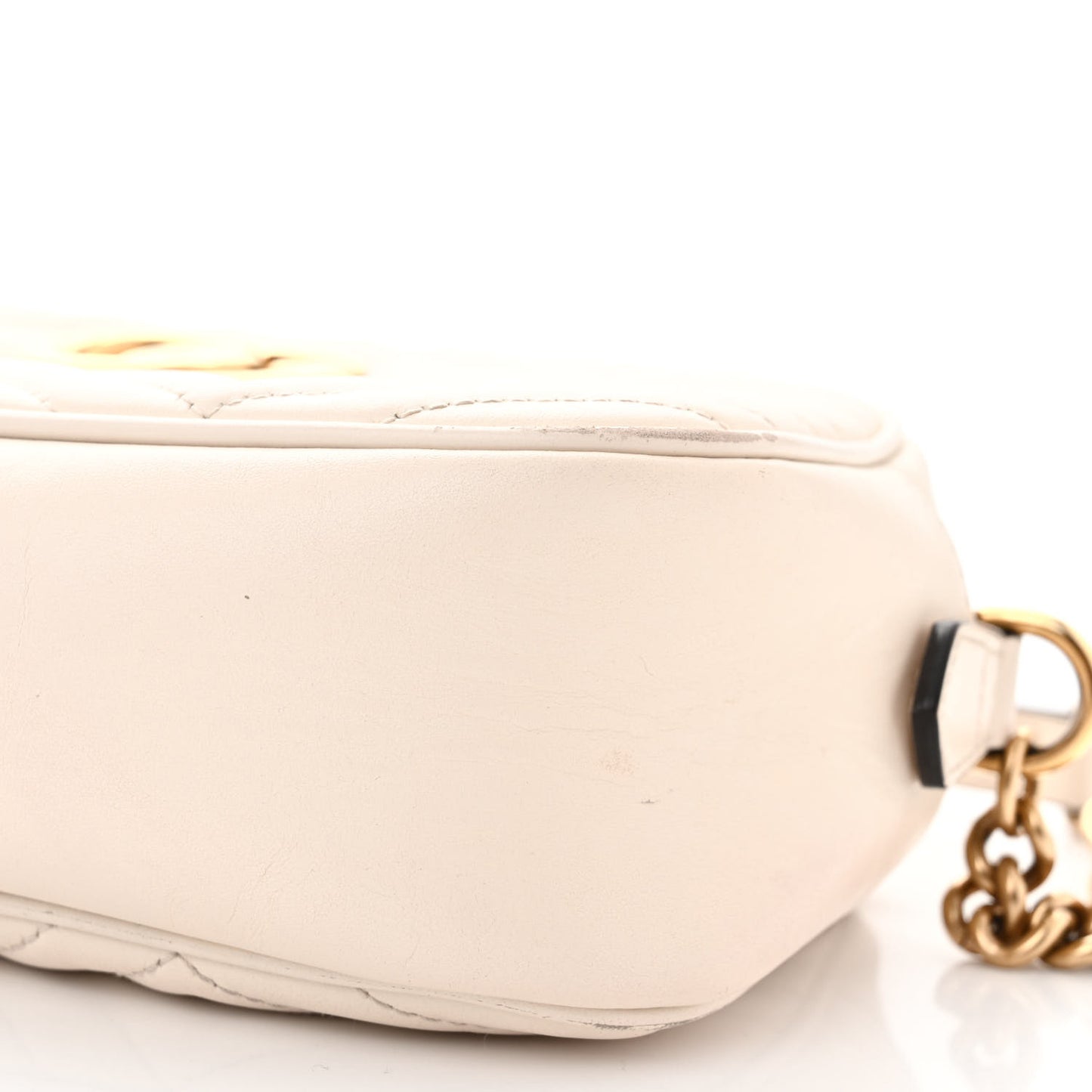 Calfskin Matelasse Small GG Marmont Chain Shoulder Bag White