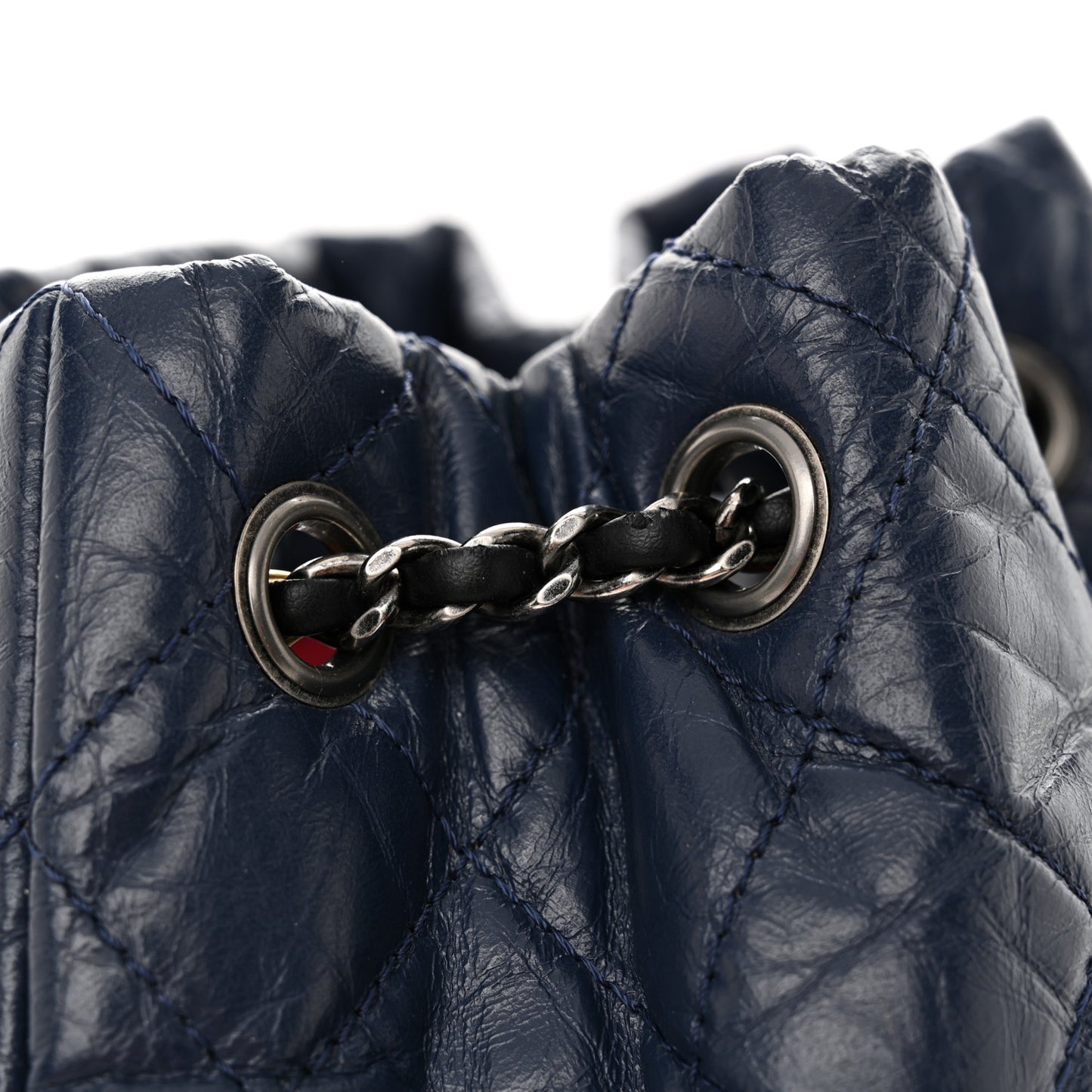Aged Calfskin Quilted Gabrielle Backpack Navy Black