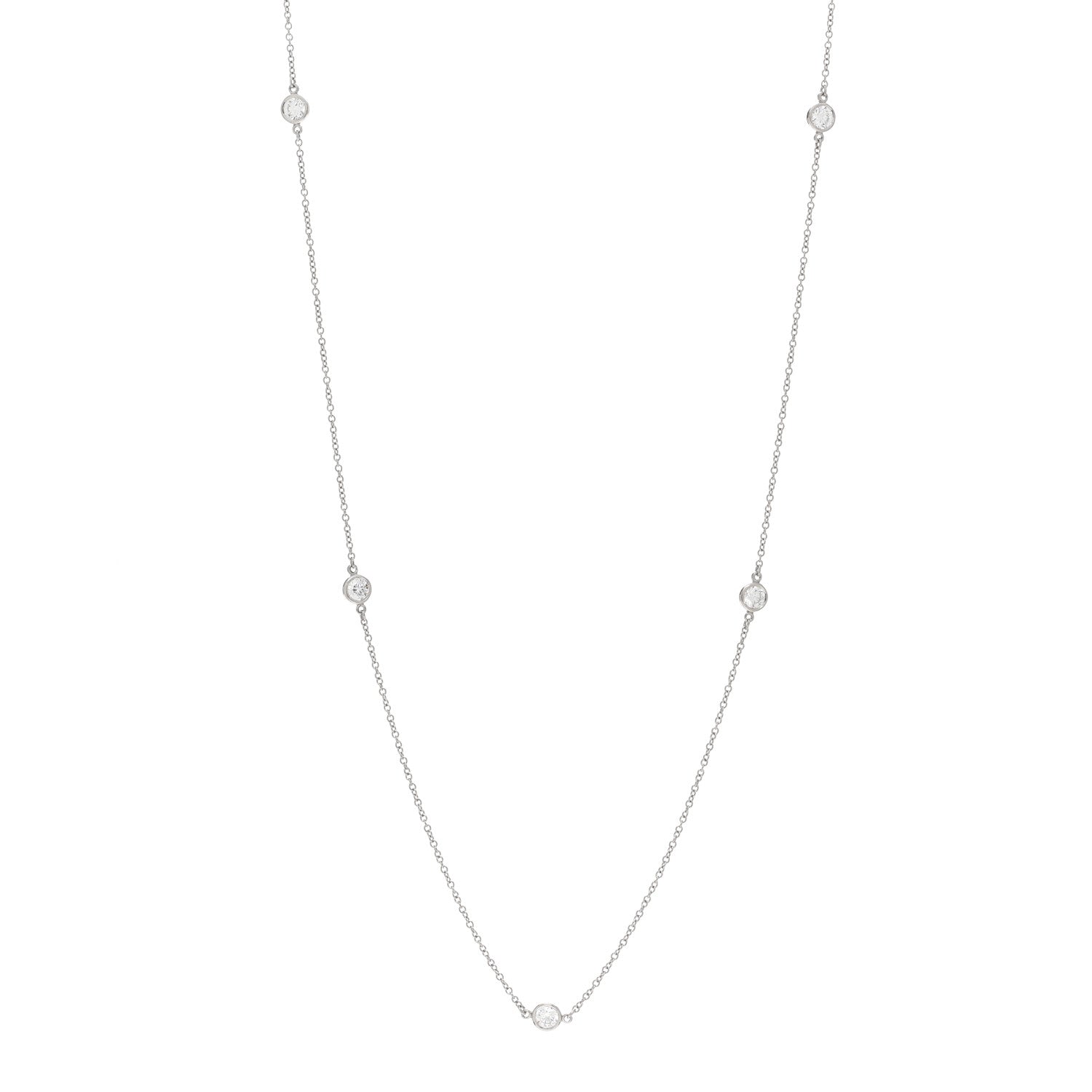 Tiffany Platinum Diamond Elsa Peretti .80ctw Diamonds by the Yard 5 Station Necklace 1 of 4