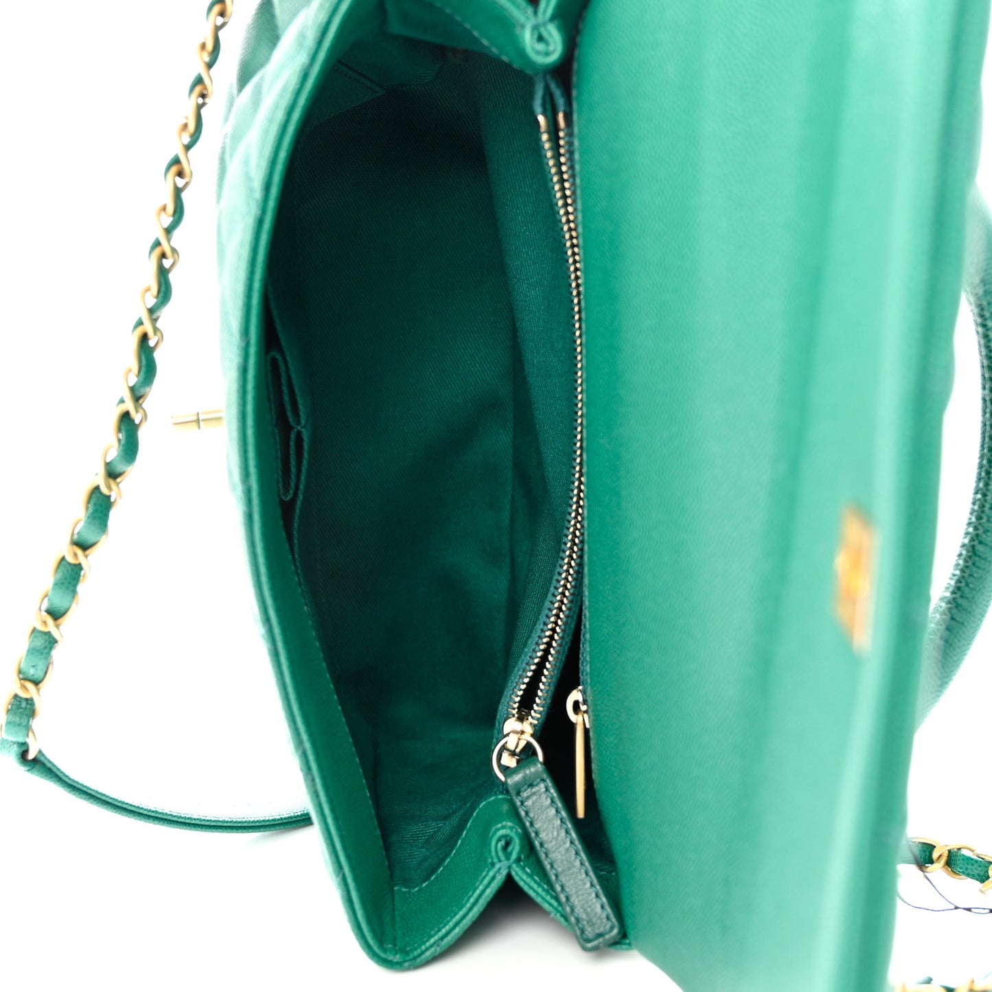 Caviar Quilted Small Coco Handle Flap Green