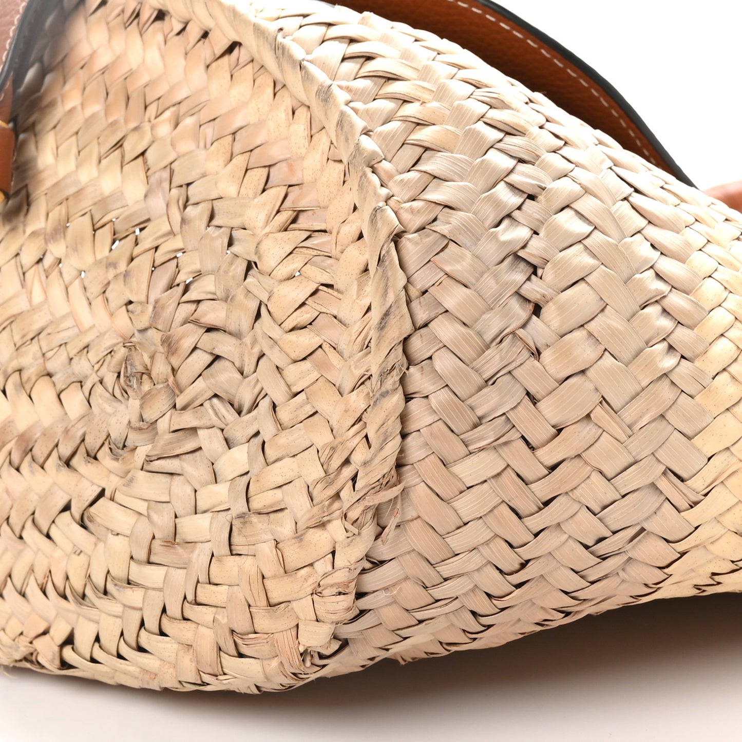 Raffia Small Grain Calfskin Medium Marcie Basket Tan