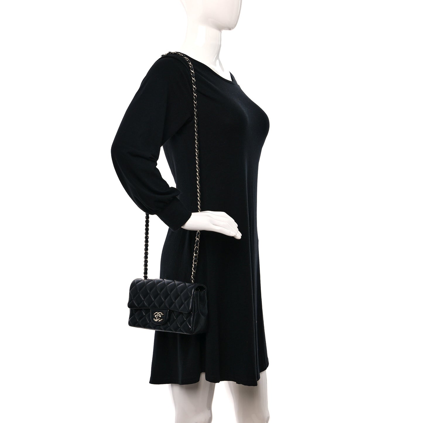 Lambskin Quilted Mini Rectangular Flap Black