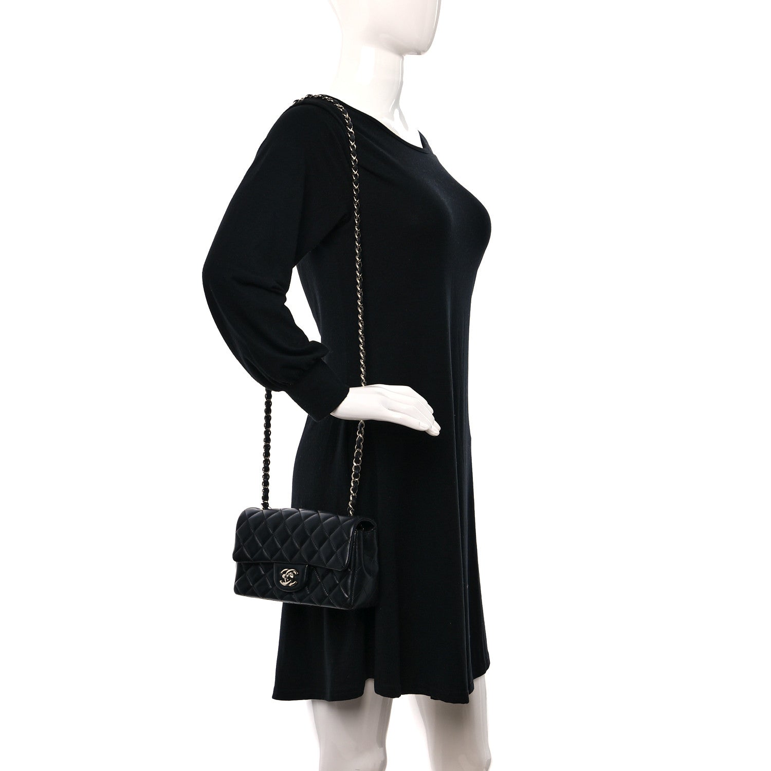 Chanel Lambskin Quilted Mini Rectangular Flap Black 2 of 10