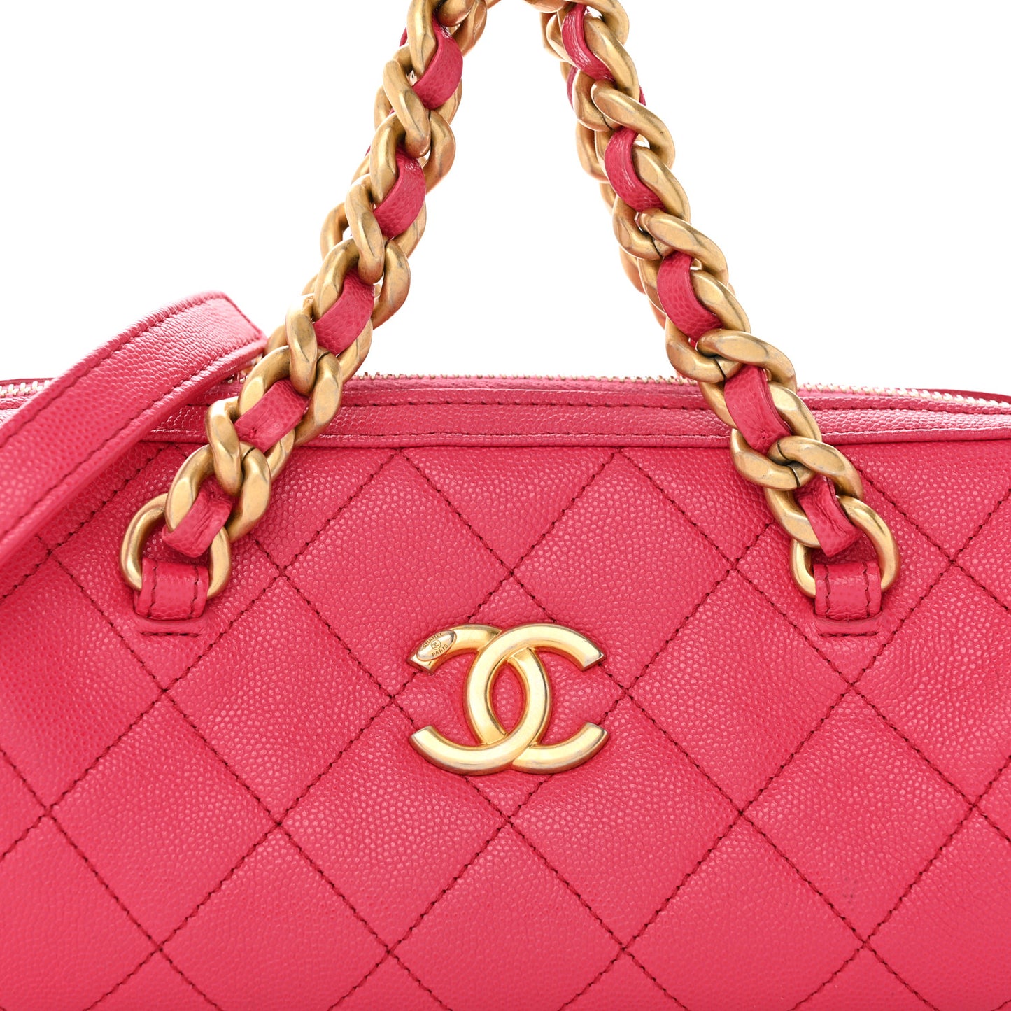 Caviar Quilted Small Fashion Therapy Bowling Bag Dark Pink