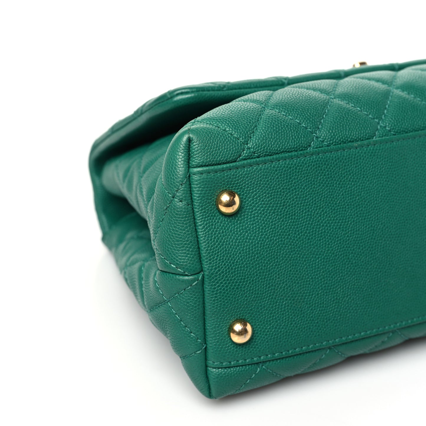 Caviar Quilted Small Coco Handle Flap Green